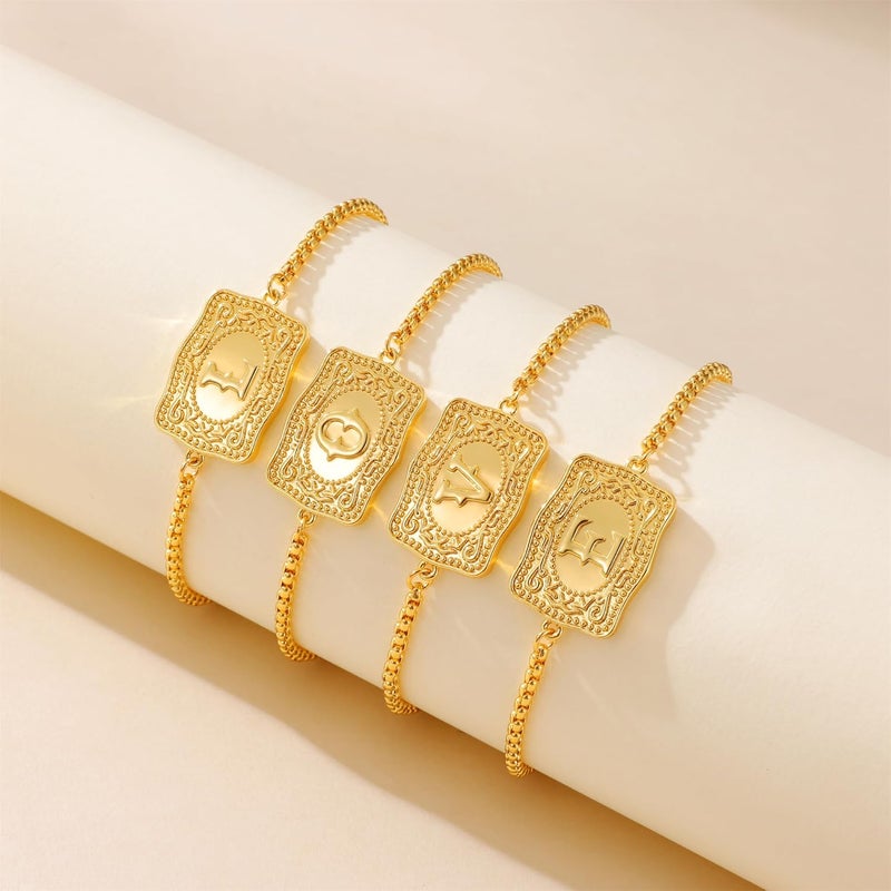 ROJHOL Store Gold Silver Initial Bracelet for Women, 18K Gold Plated Mini Belt Buckle Initial Bracelet, Letter A-Z Charm Bracelet Unique Western Jewelry Gifts for Women Men - Image 3